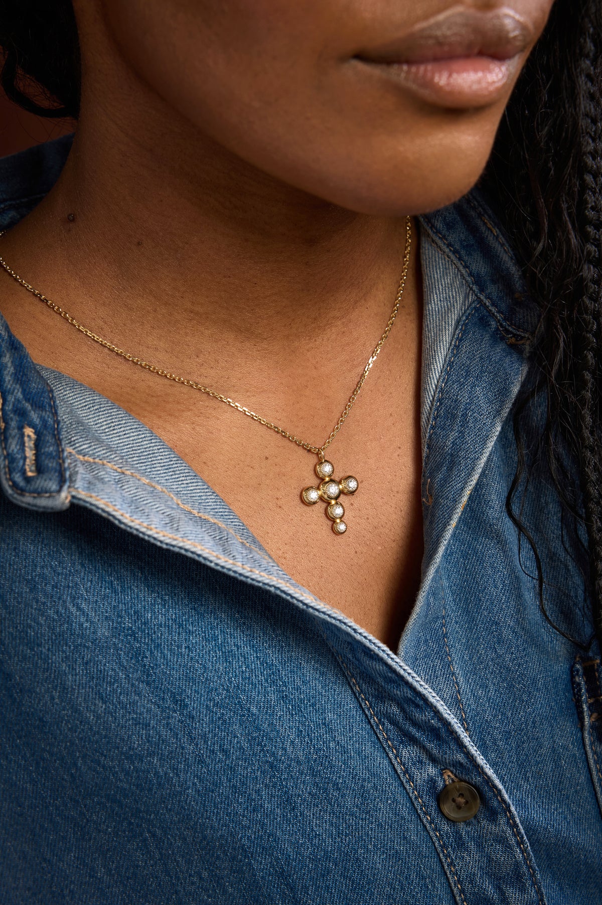 Medium Circle of Blessings Diamond Cross Necklace