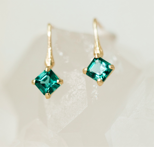Blue-Green Tourmaline Branch Earrings