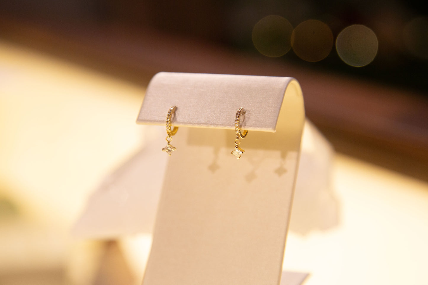 Pavé Huggies with Princess Cut Diamond Charm