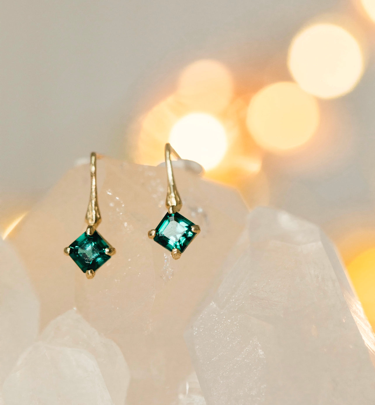 Blue-Green Tourmaline Branch Earrings