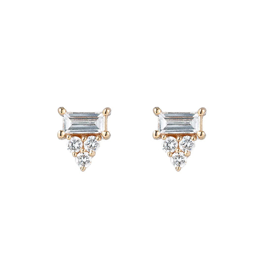 Diamond Baguette Cluster Studs