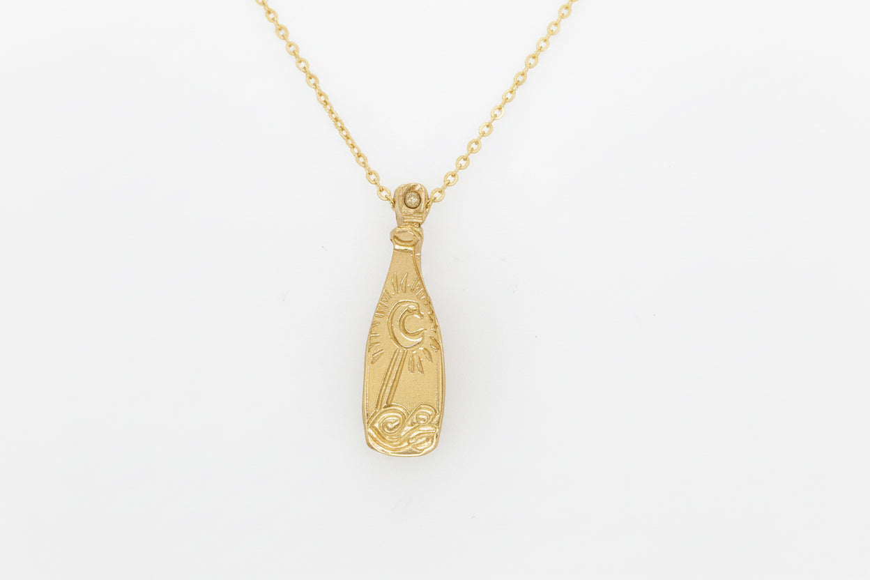 Msg In A Bottle Diamond Charm (Moon Wand)