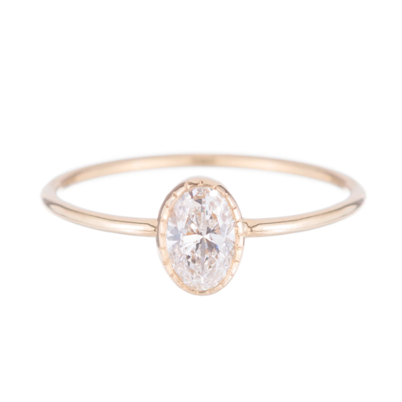 Oval Diamond Wisp Engagement Ring | JENNIE KWON | Surefire Fine Jewelry | 14K Gold