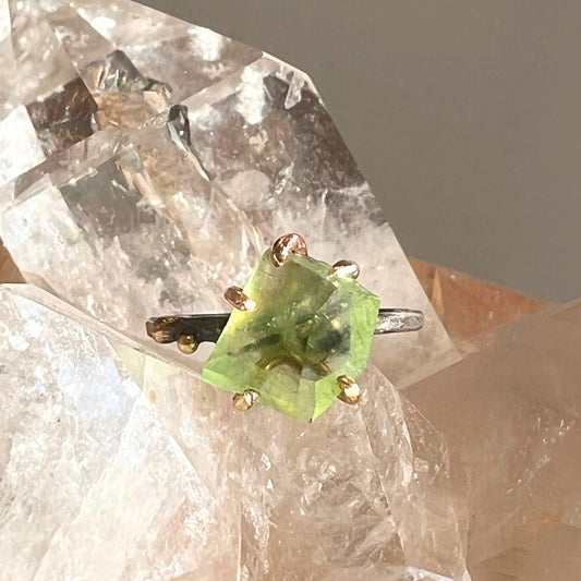 Raw Peridot Medium Stone Ring