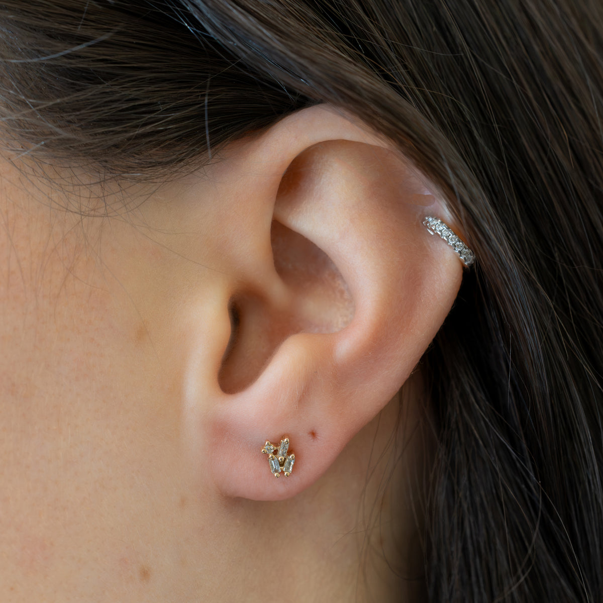 Diamond Baguette Studs