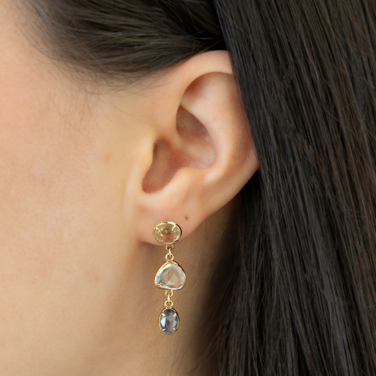 Yellow, White & Blue Sapphire Drops