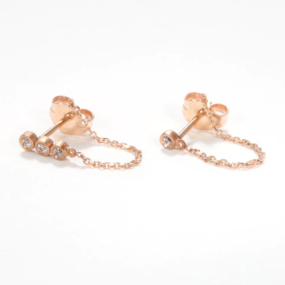 Teeny Diamond Chained Earrings
