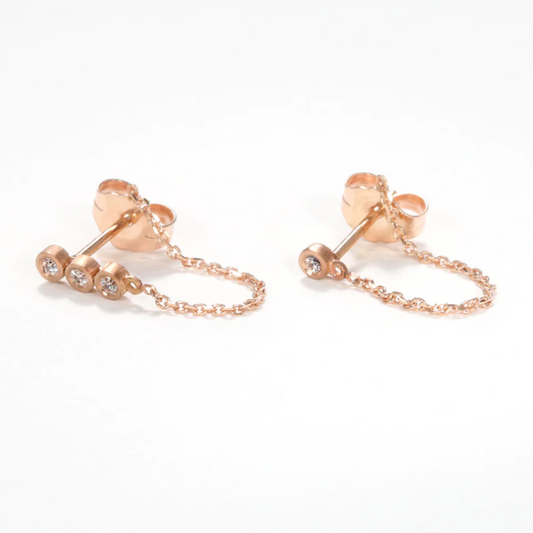 Teeny Diamond Chained Earrings