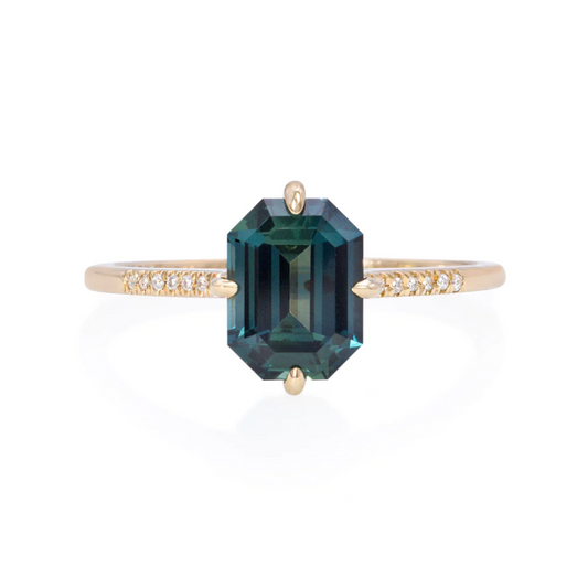 Fira Teal Sapphire Engagement Ring | VALE | Surefire Fine Jewelry | 14K Gold