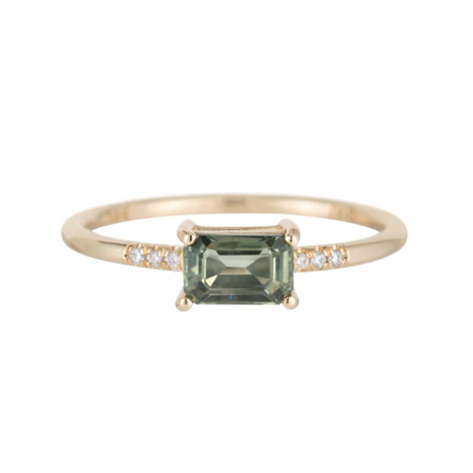 East West Green Sapphire Equilibrium Ring | Jennie Kwon