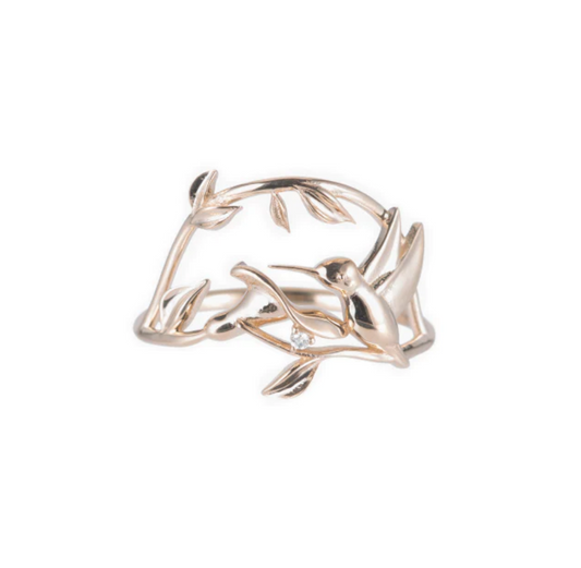 Hummingbird Diamond Dew Drop Ring