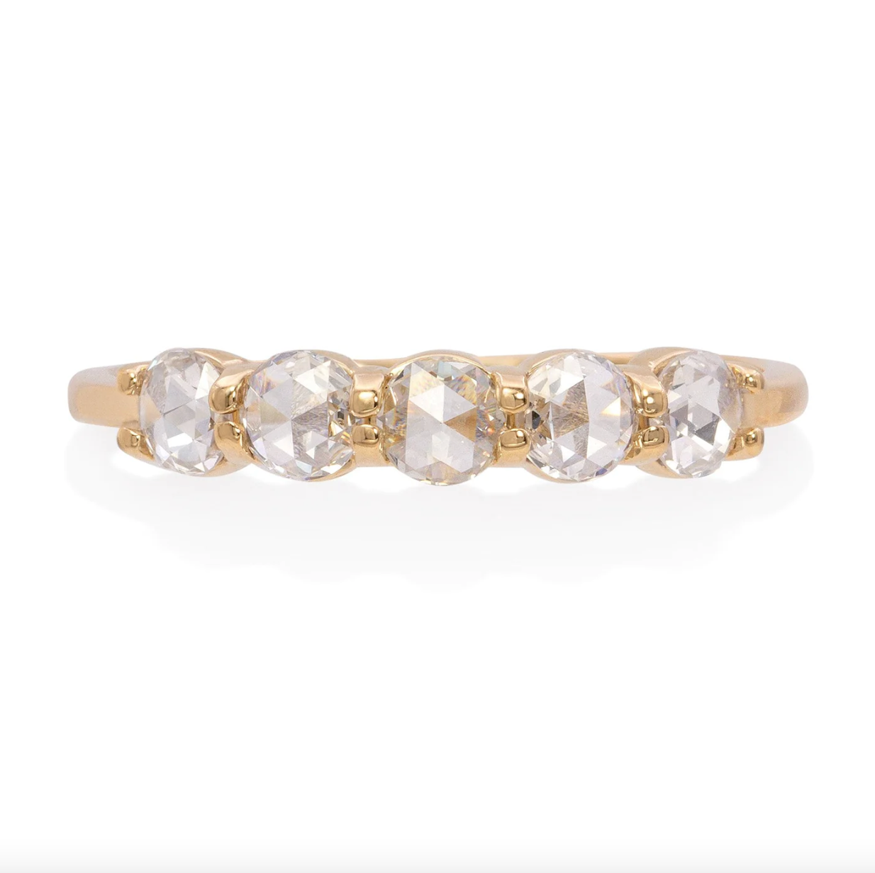 Roselle Band W/ 5 Round Rose Cut White Diamonds