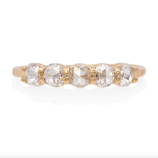 Roselle Band W/ 5 Round Rose Cut White Diamonds