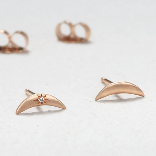 Crescent Moon Studs