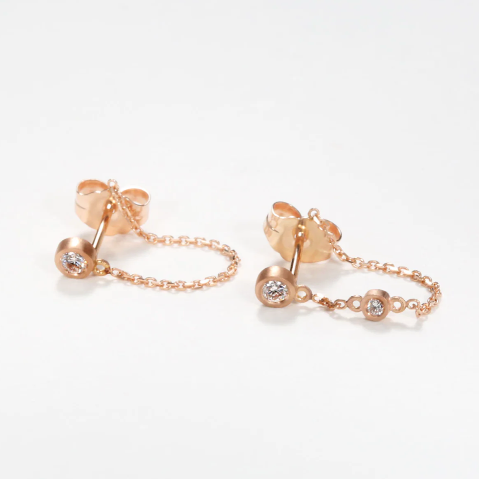 Tiny Diamond Chained Earrings