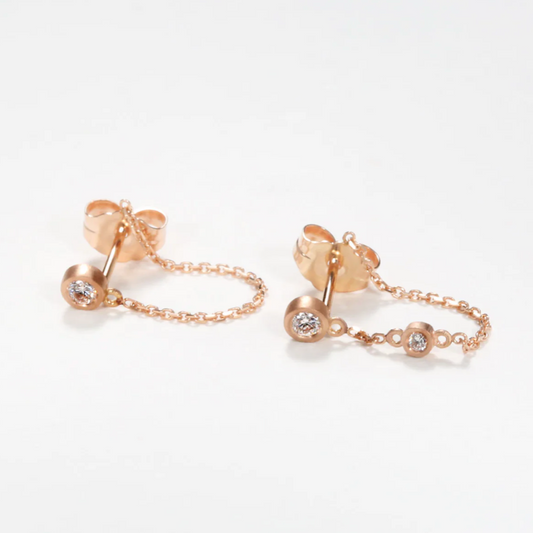 Tiny Diamond Chained Earrings