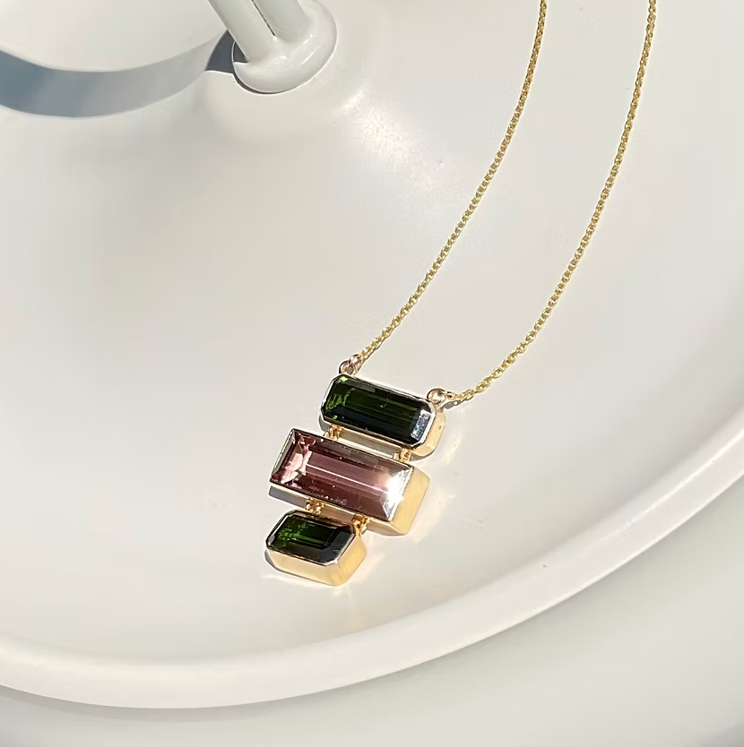 Pink and Green Tourmaline Necklace