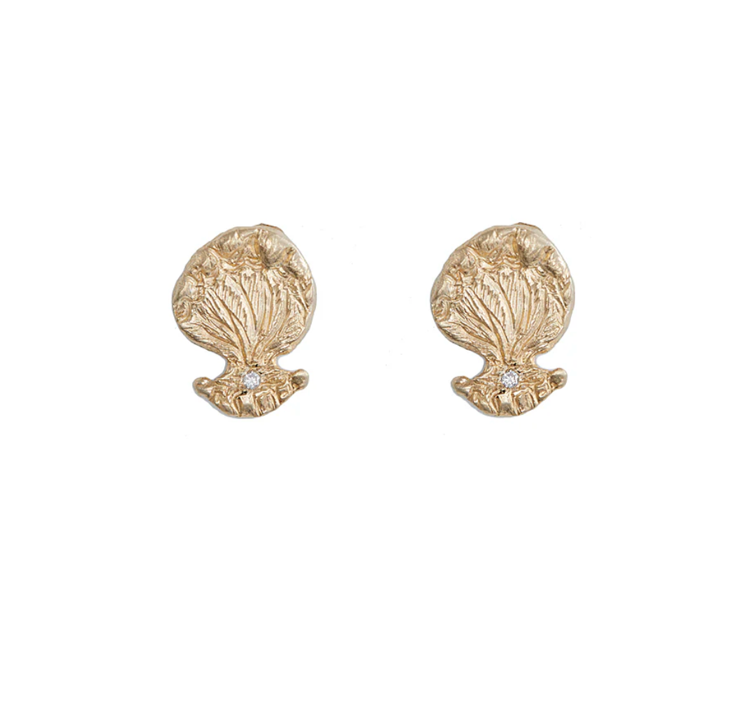 Seashell Diamond Studs