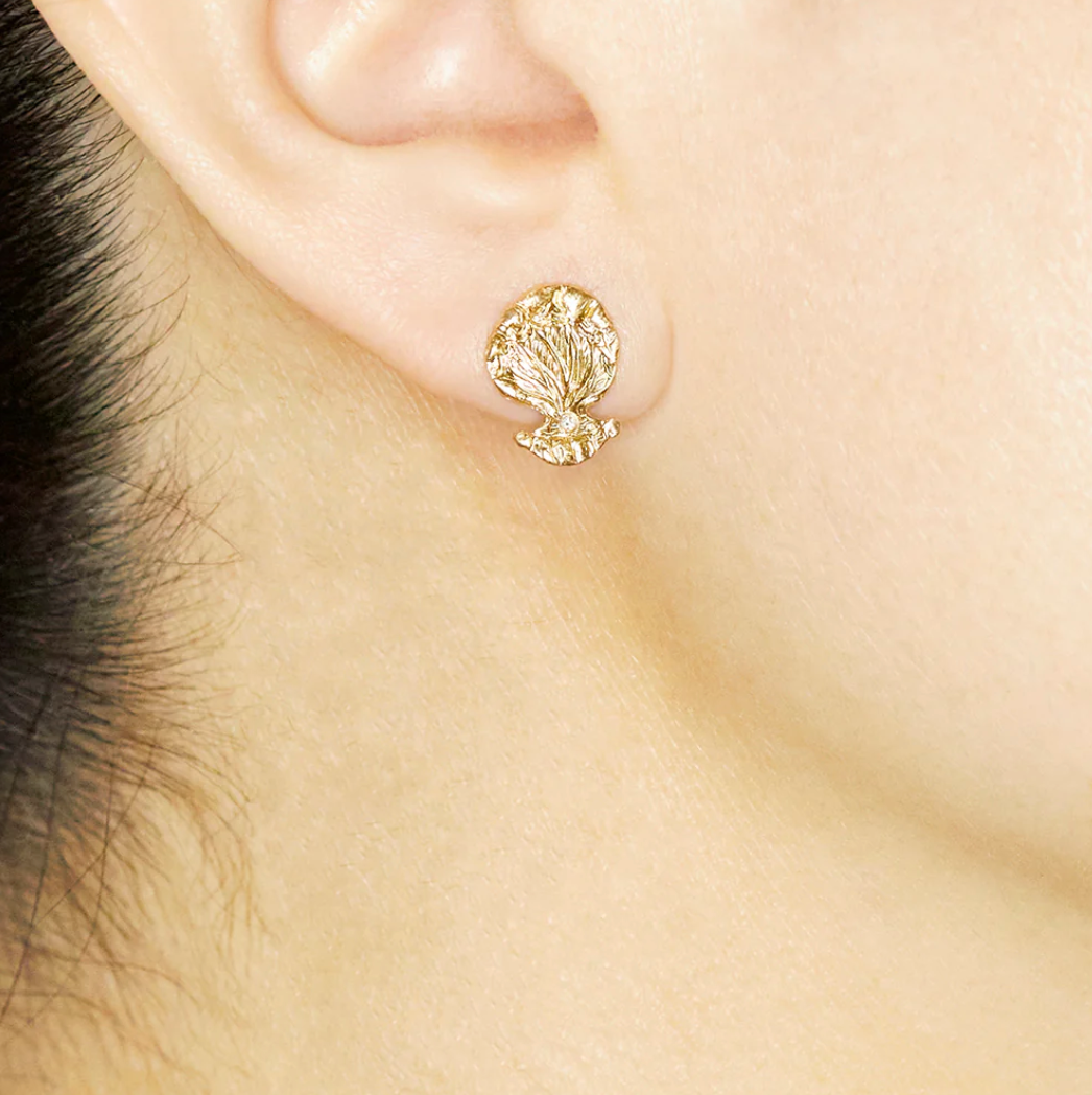 Seashell Diamond Studs