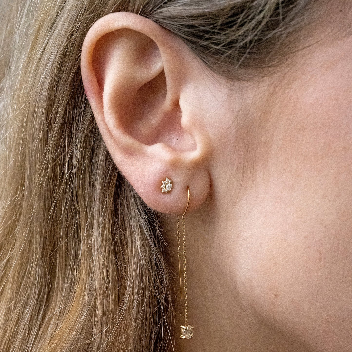 Tiny Diamond Marquise Arch Studs