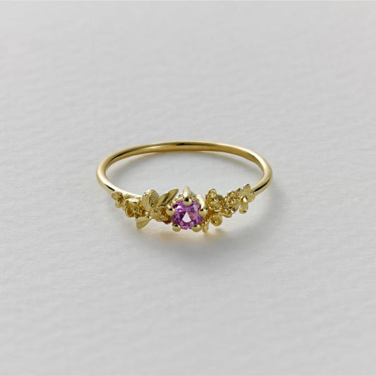 Pink Sapphire Garden Engagement Ring | ALEX MONROE | Surefire Fine Jewelry | 14K Gold