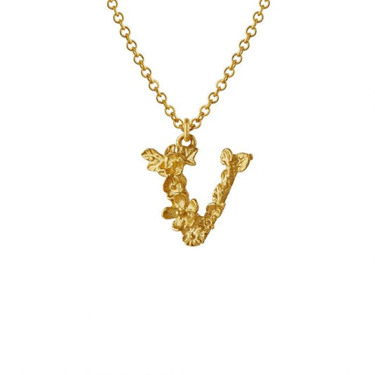 Tiny Floral Letter V
