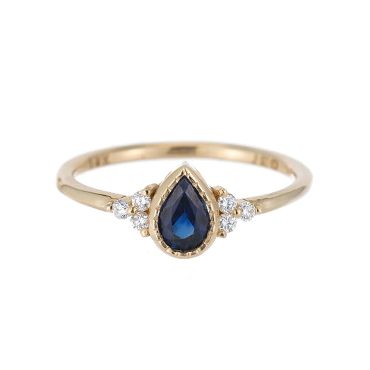 Blue Sapphire Pear Cluster Ring