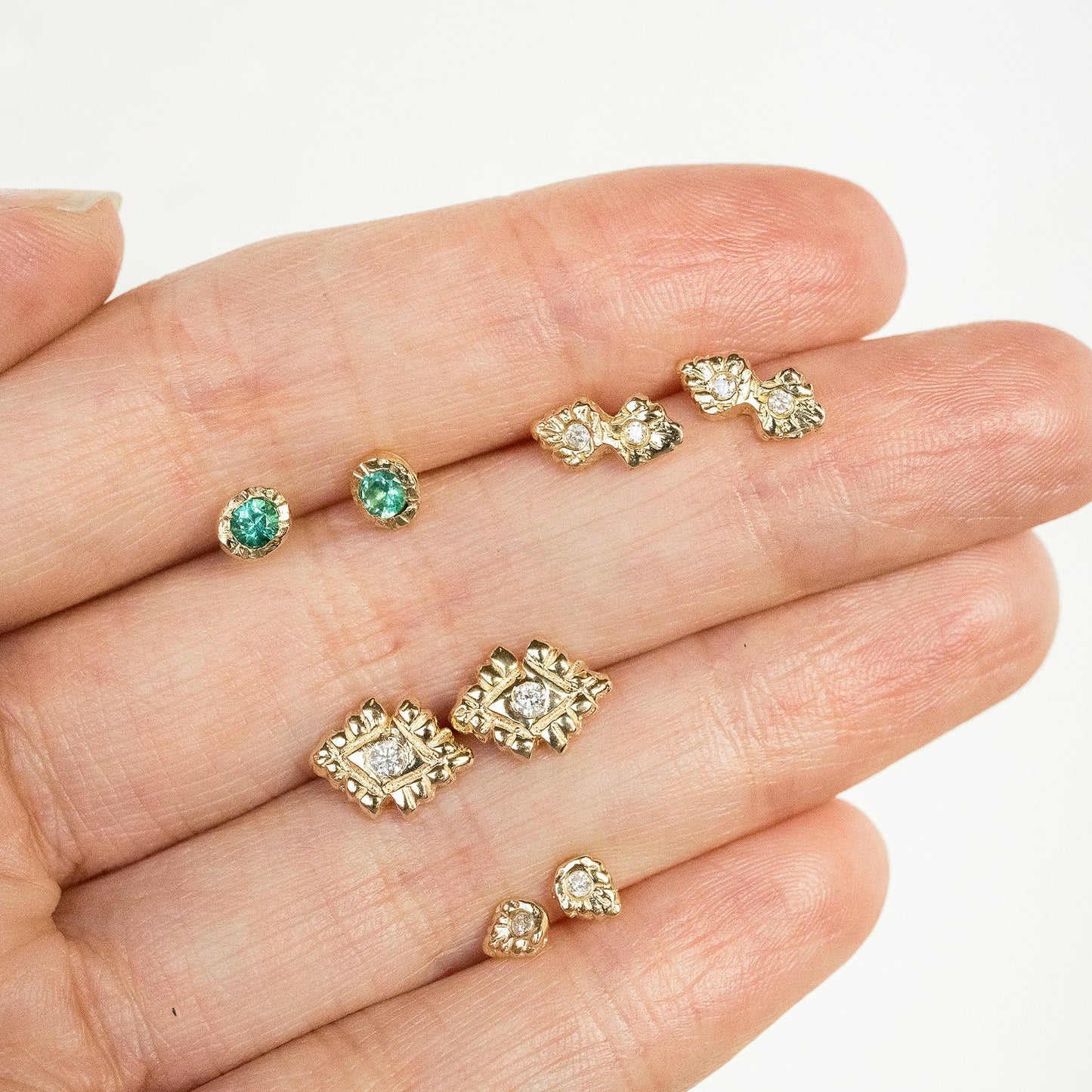 Emerald Spark Studs