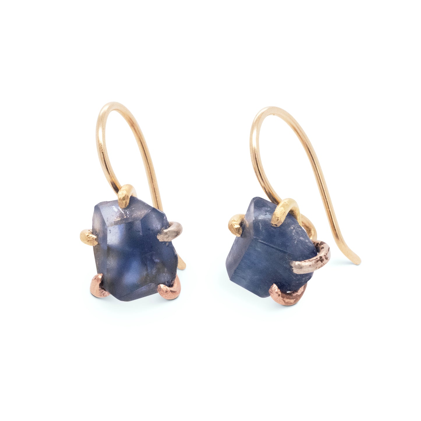 Raw Sapphire Hook Earrings