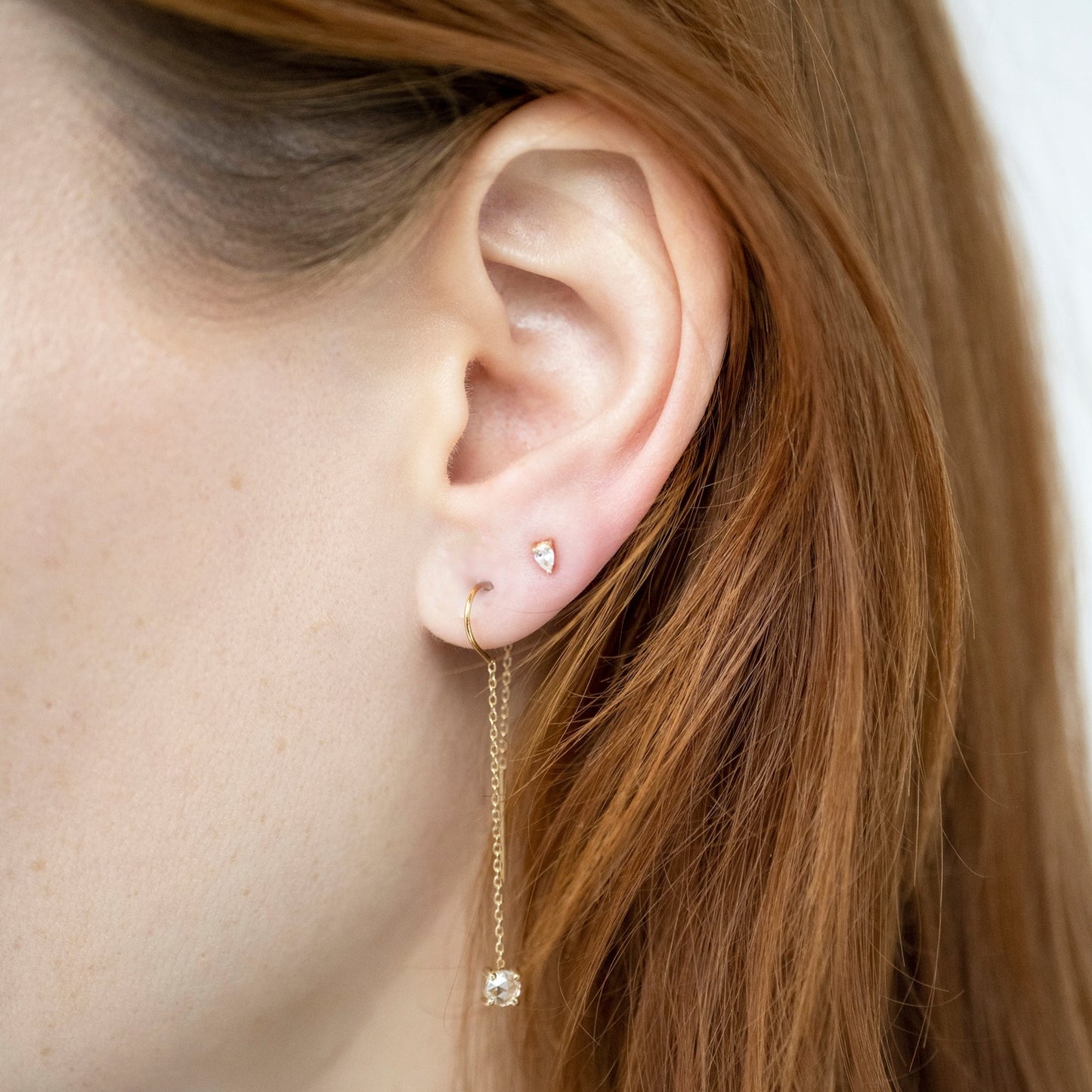 Tiny Diamond Pear Studs