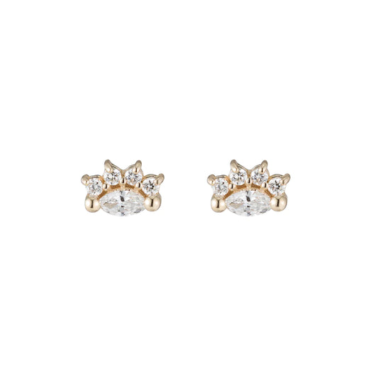 Tiny Diamond Marquise Arch Studs