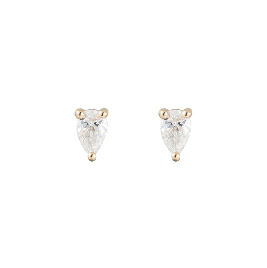 Tiny Diamond Pear Studs