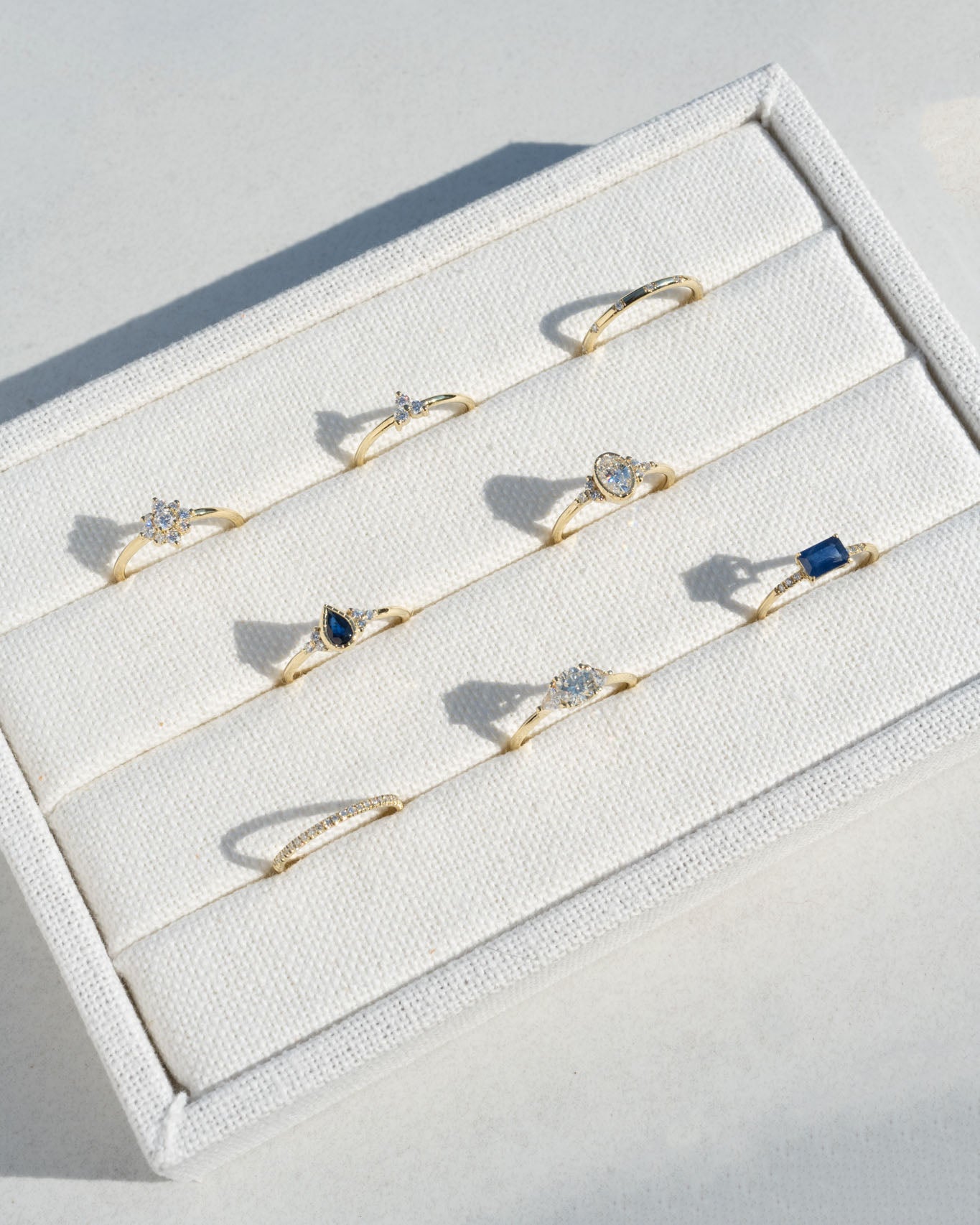 East West Blue Sapphire Equilibrium Ring
