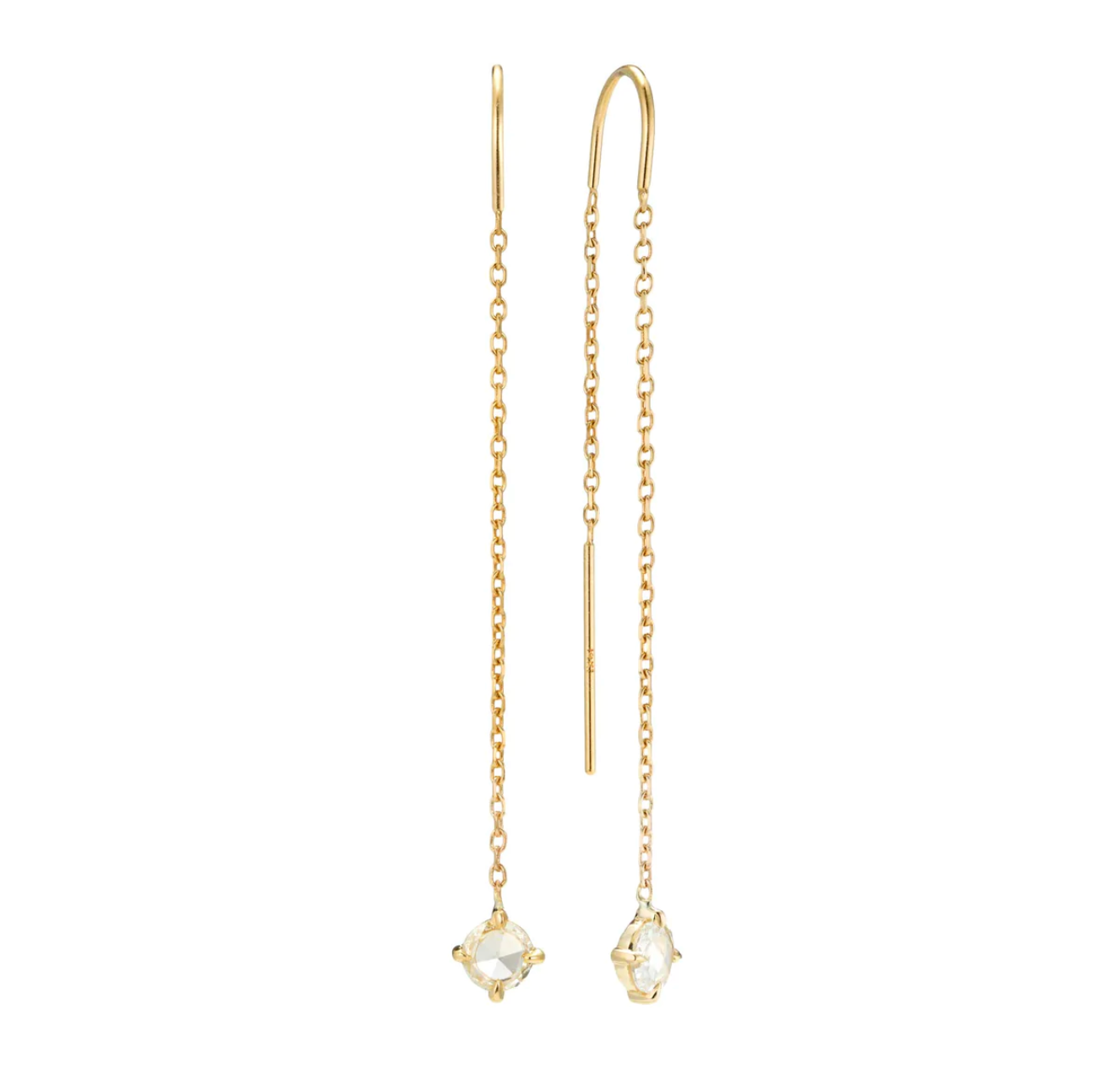 Rose Cut Diamond Threader Earrings