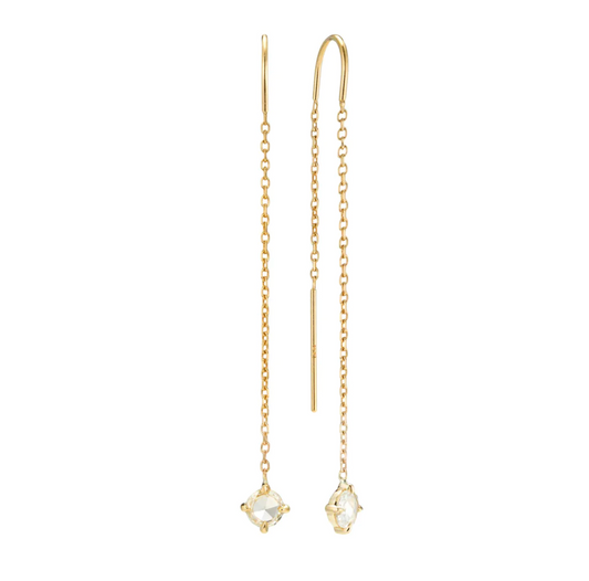 Rose Cut Diamond Threader Earrings