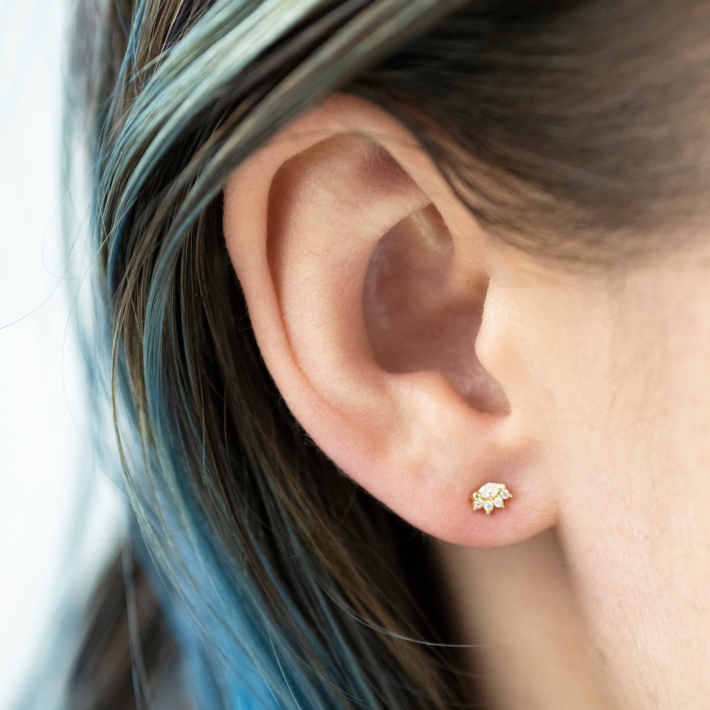 Tiny Diamond Marquise Arch Studs