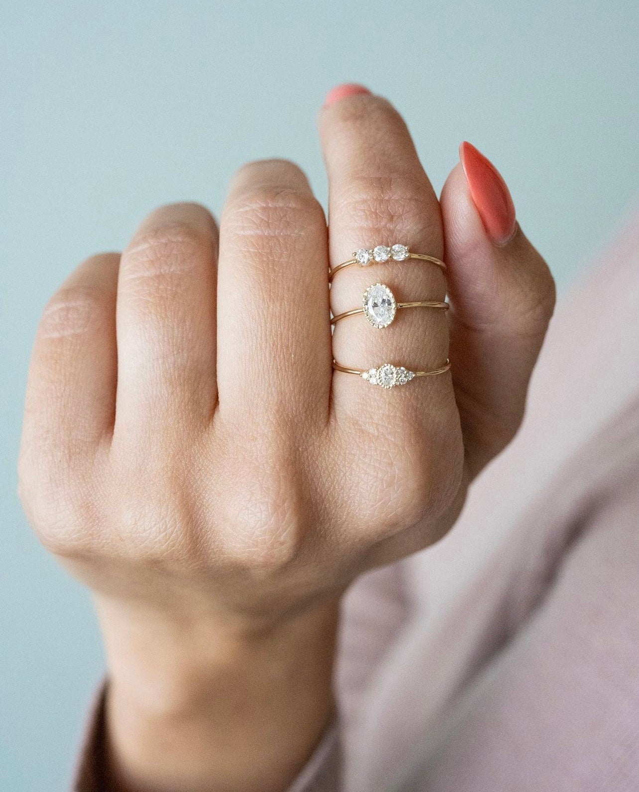 Oval Diamond Cluster Whisper Ring