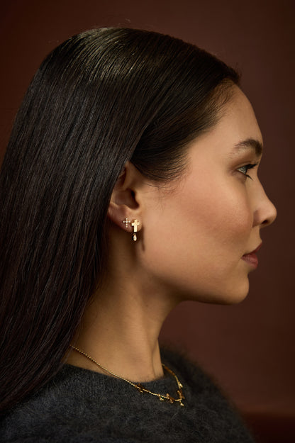 Diamond Cross Studs