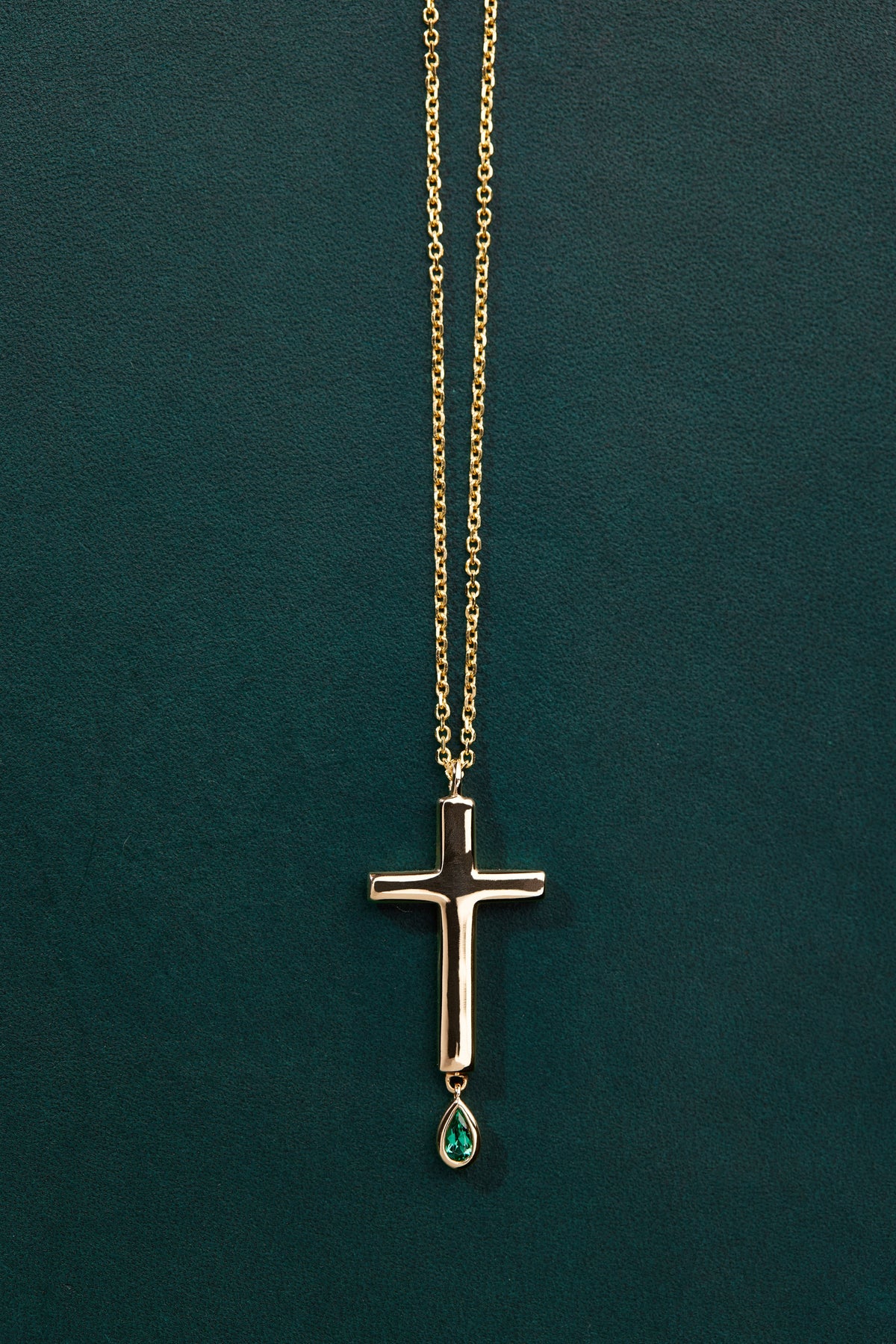 Medium Emerald and Gold Cross