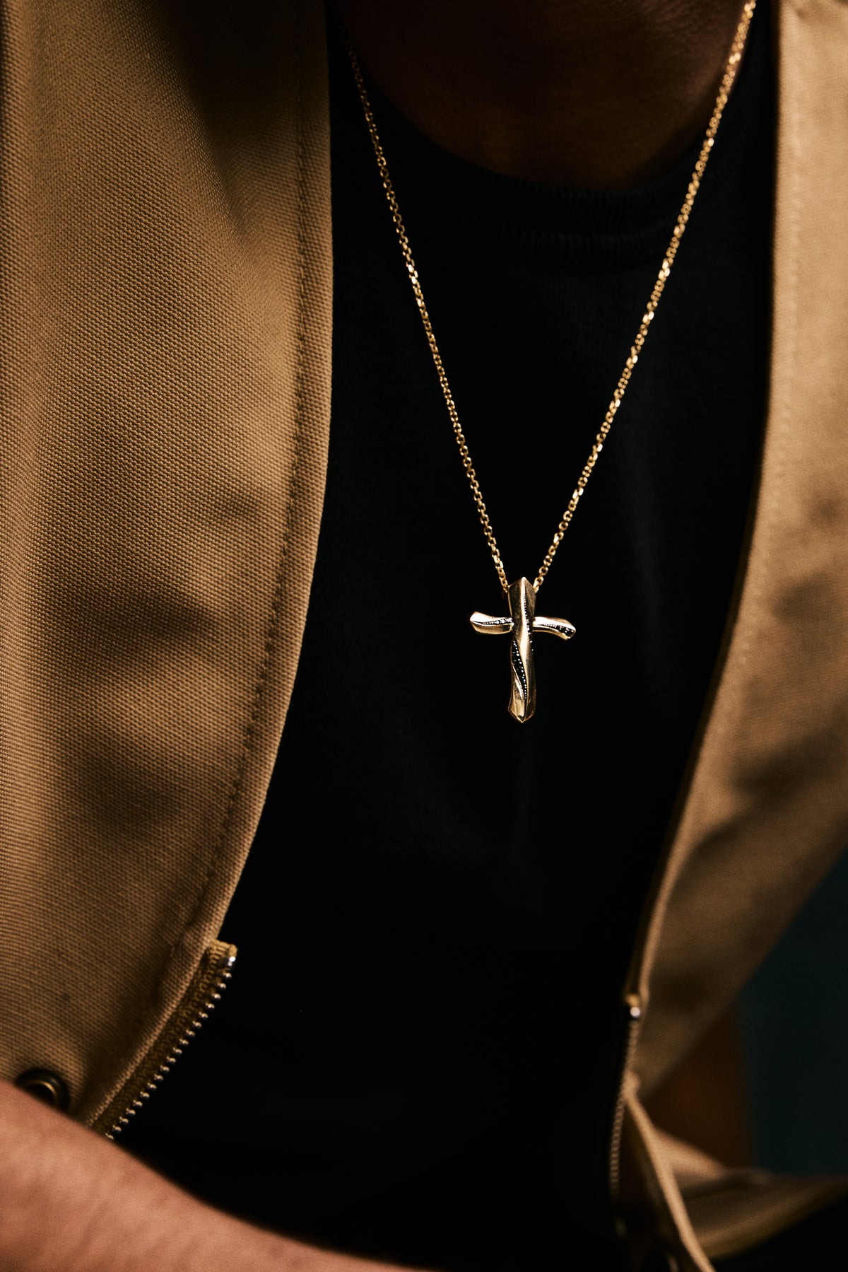 Large Gold and Black Diamond Cross