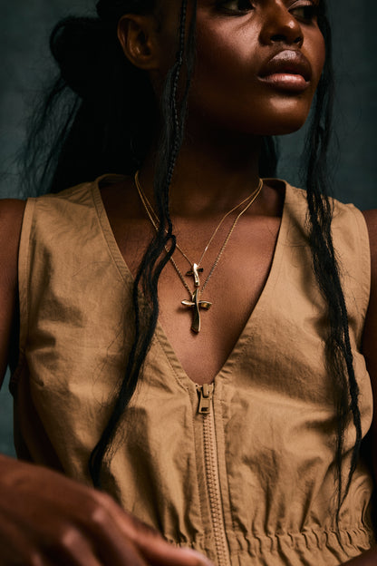 Large Gold Cross Necklace