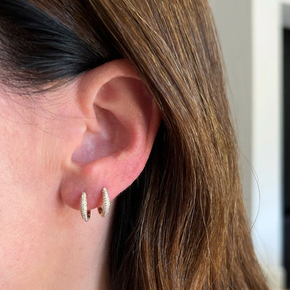 Diamond Dome Huggie Earrings