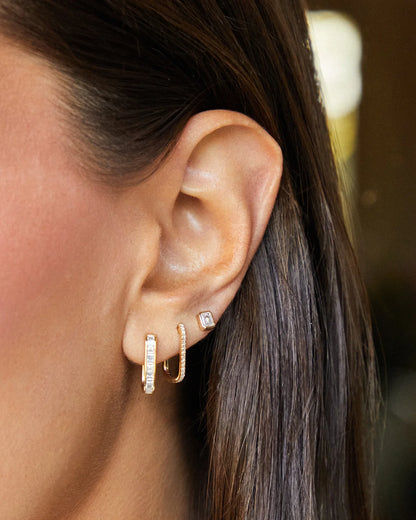 Diamond Baguette Jumbo Lola Huggie Earrings