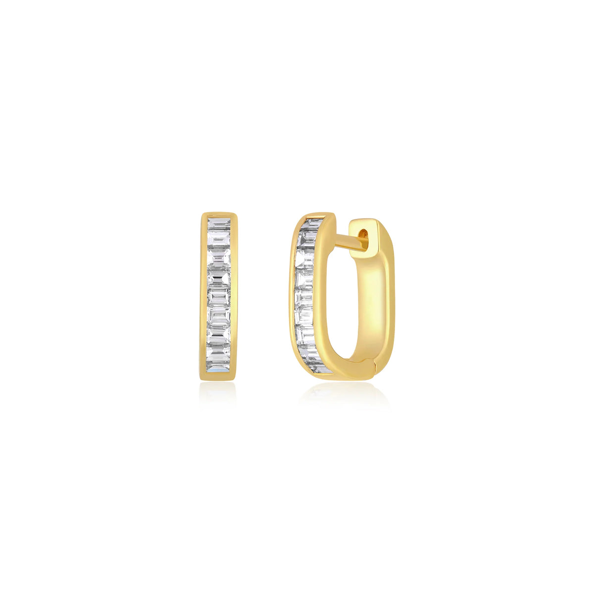 Diamond Baguette Jumbo Lola Huggie Earrings