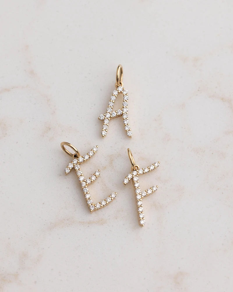 Diamond Script Initial Charm