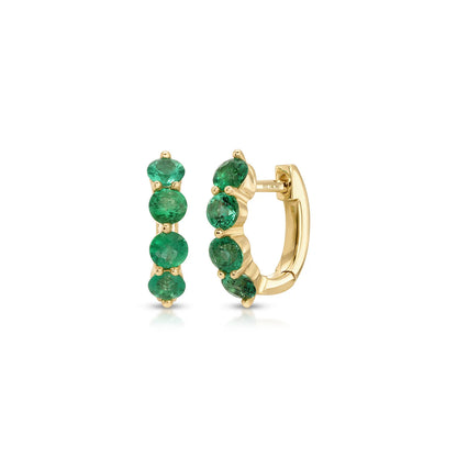 Jumbo Prong Set Emerald Hoops
