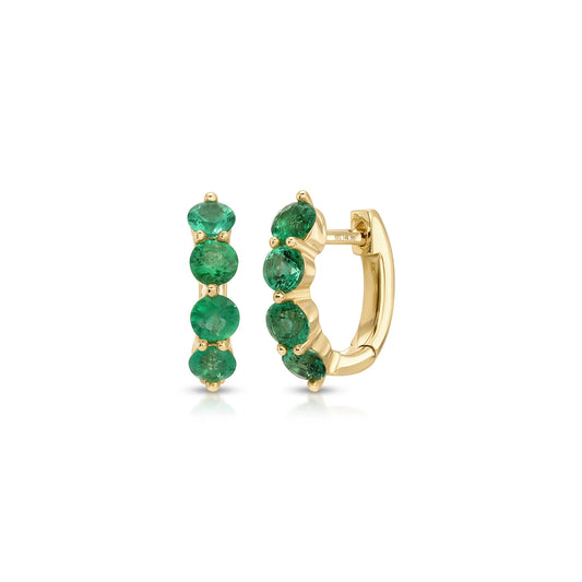 Jumbo Prong Set Emerald Hoops