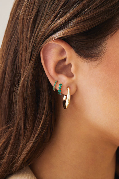 Jumbo Prong Set Emerald Hoops