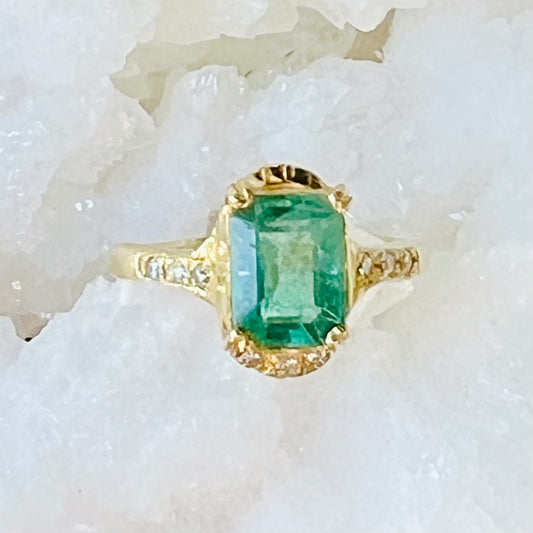 Emerald Pillar Engagement Ring