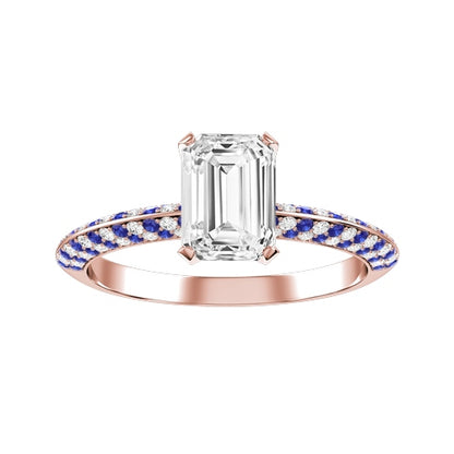 Emerald Cut Natural Diamond Bridal Ring — down